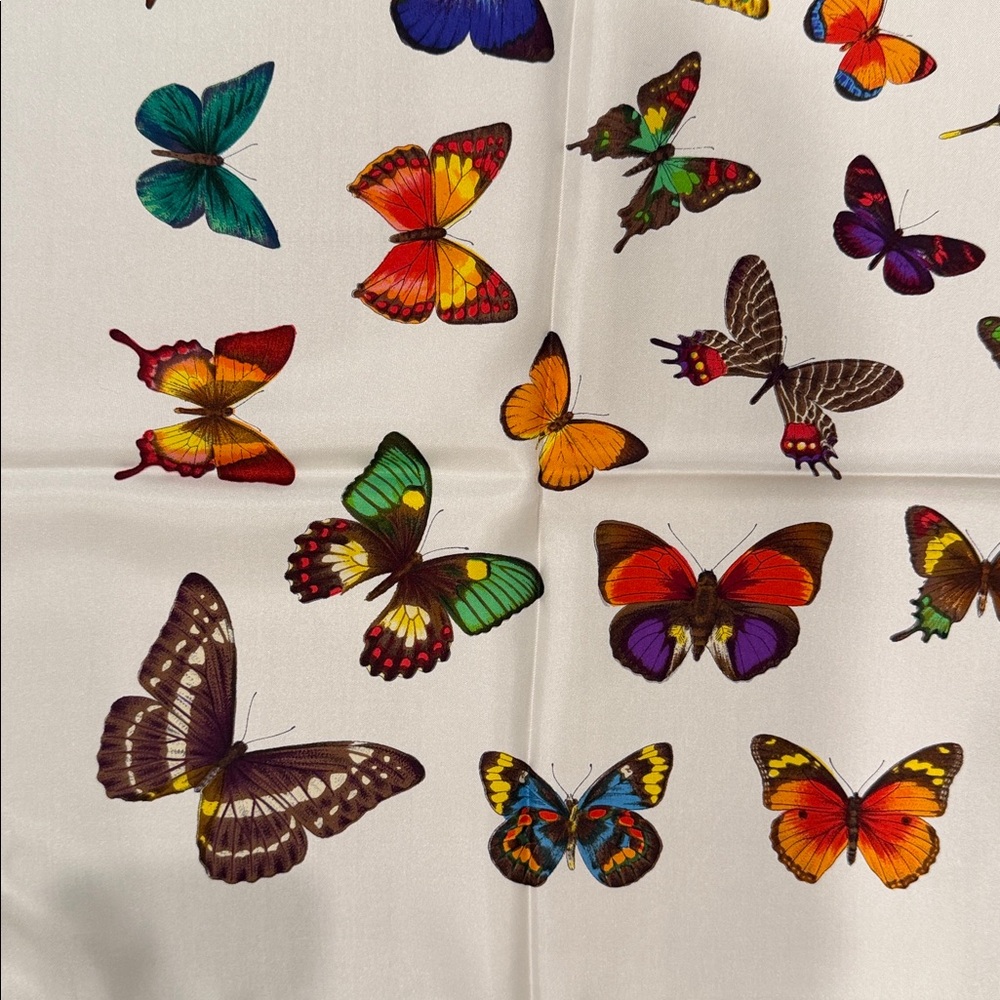 Butterfly print silk scarf - Picture 2 of 15